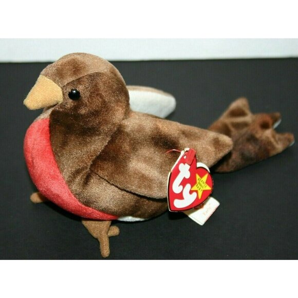 TY Beanie Baby Early Robin Bird 1998 errors rare 4190 brown red - Picture 2 of 10